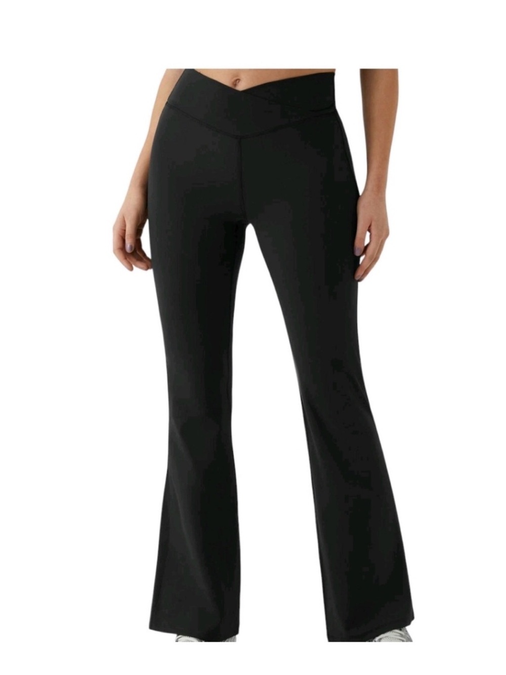 HALARA Sz M Black High Waist Crossover Flare Leggings Front
Back Pockets Yoga